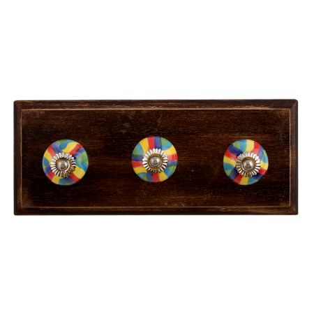 Rangoli Ceramic Wooden Hooks